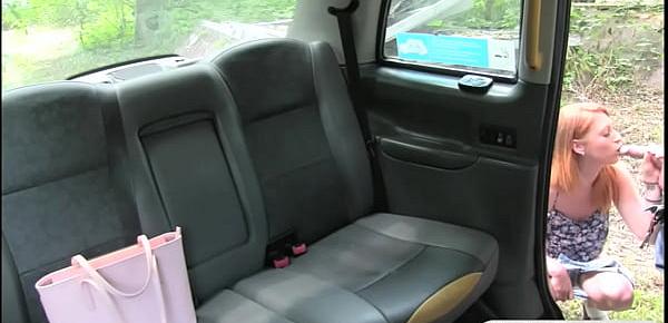  Redhead passenger banged by fake driver in the backseat